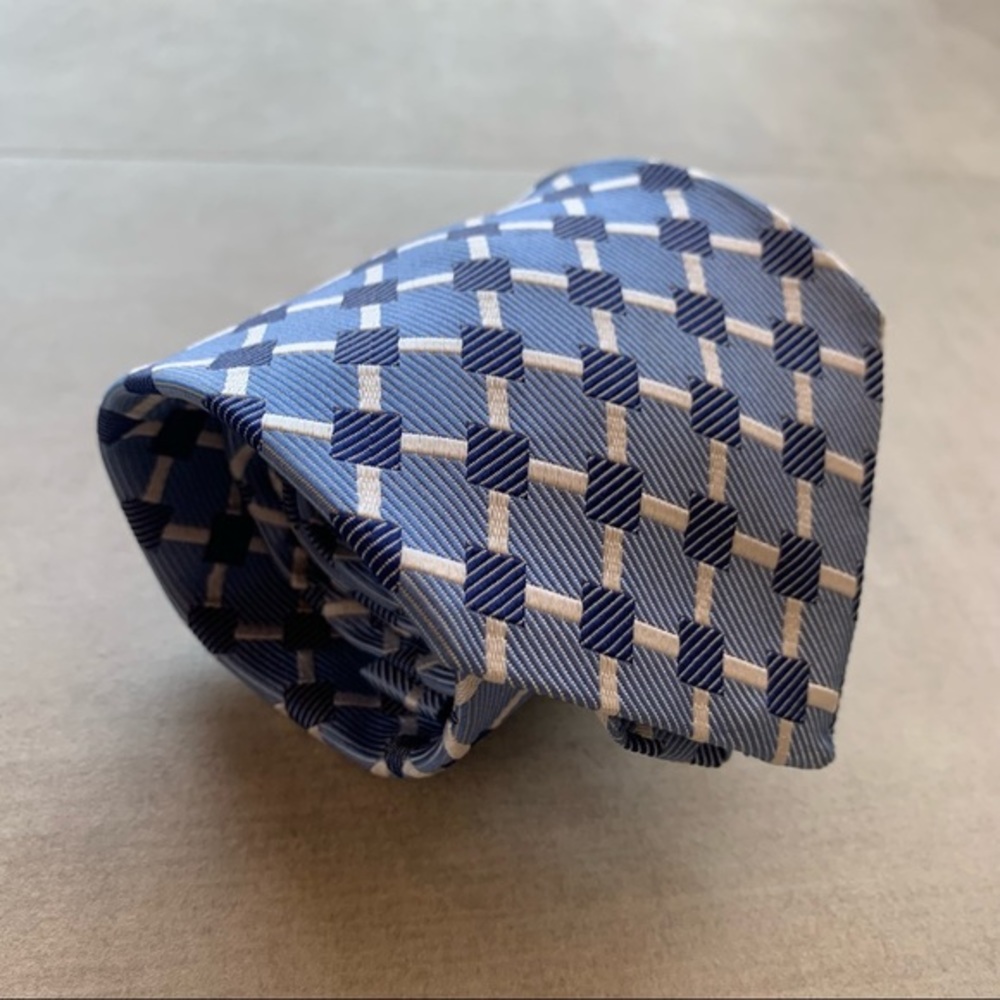 Turnbull & Asser Blue & White Silk Tie (Imperfect)